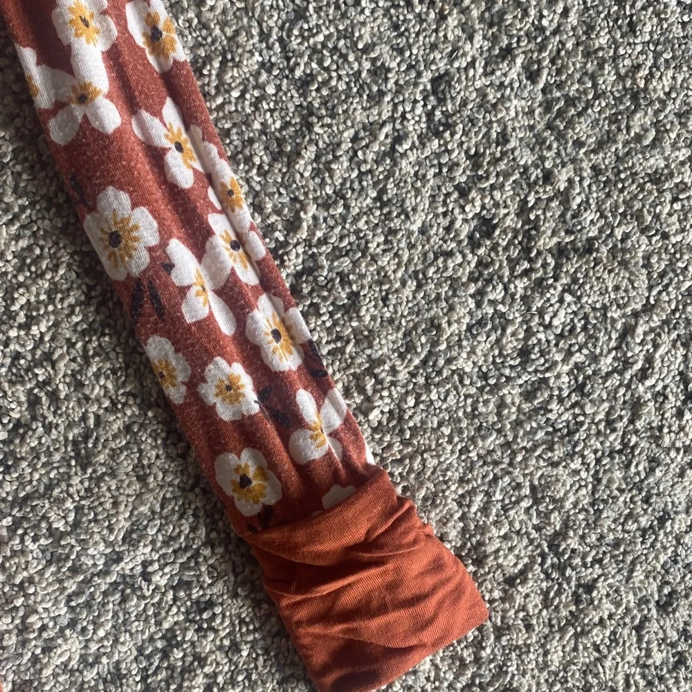 Little Sleepies 18-24 months Rust Floral Zip-Front Kids One-Piece Pajamas - Picture 4 of 5